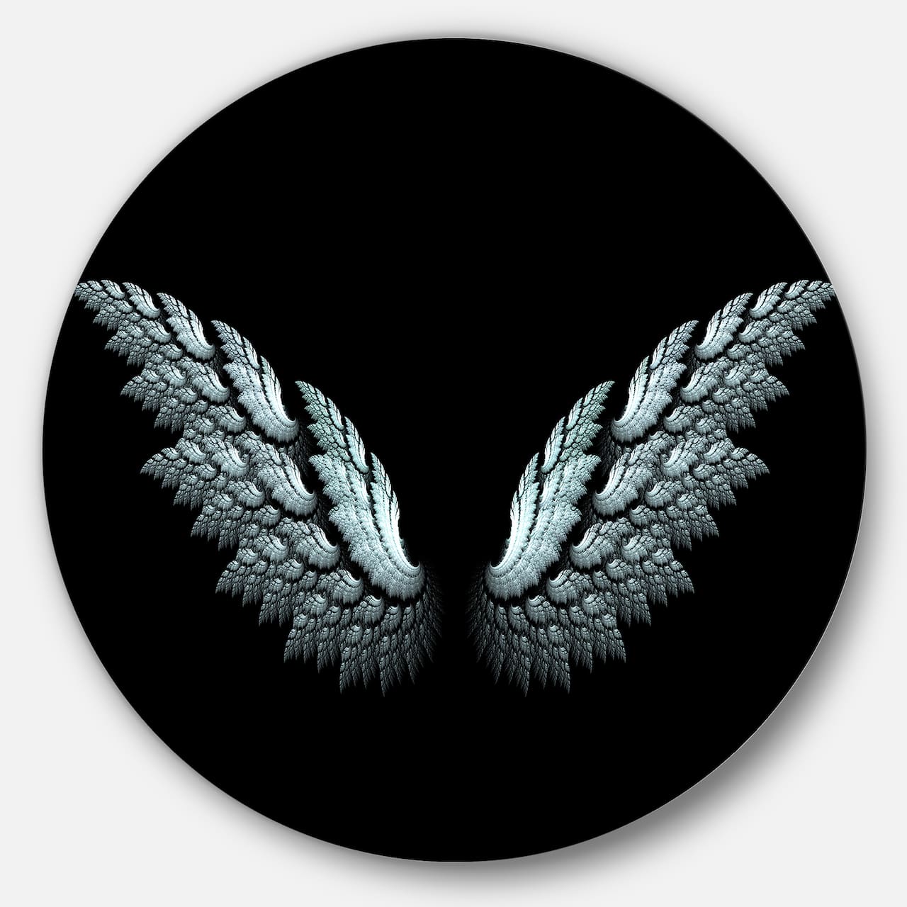 Designart - Angel Wings on Black Background' Abstract Metal Circle Wall Art